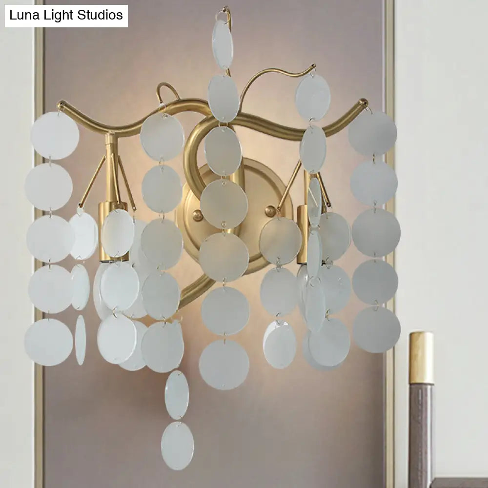 Modern Branch Design Bedroom Wall Lamp - Blue/Pink Glass 2 Lights Open Bulb White