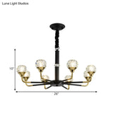 Modern Branching Crystal Ball Chandelier | 6/8/12 Head Suspension Light in Black-Gold