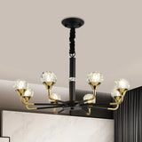Modern Branching Crystal Ball Chandelier | 6/8/12 Head Suspension Light in Black-Gold 8 / Black-Gold