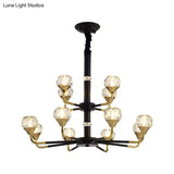 Modern Branching Crystal Ball Chandelier | 6/8/12 Head Suspension Light in Black-Gold