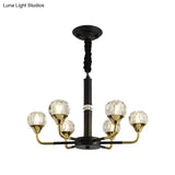 Modern Branching Crystal Ball Chandelier | 6/8/12 Head Suspension Light in Black-Gold