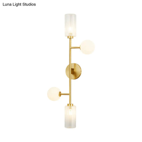 Modern Brass Armed Sconce - 4 Head Metal Wall Light For Dining Room