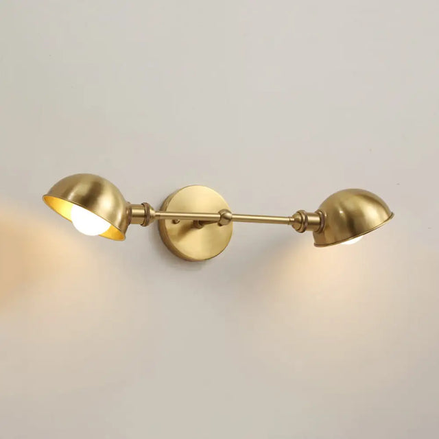 Modern Brass Bowl Wall Light Fixture With 2 Heads - Bedroom Sconce Lighting
