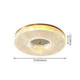 Modern Brass Led Flush Mount Ceiling Light With Crystal Lattice Detail - Minimalist Bedroom Fixture