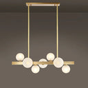 Modern Brass Led Glass Island Pendant Light Fixture - Spherical Design For Ceiling