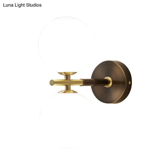 Modern Brass Led Wall Sconce Light - White Glass Mid Century Fixture (1/2 Bulbs)