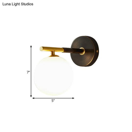 Modern Brass Led Wall Sconce Light - White Glass Mid Century Fixture (1/2 Bulbs)