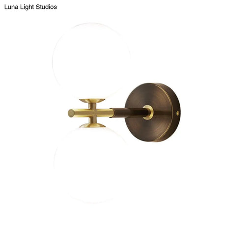 Modern Brass Led Wall Sconce Light - White Glass Mid Century Fixture (1/2 Bulbs)