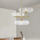 Modern Brass Pendant Chandelier with Clear Glass Shades - Ideal for Dining Rooms Clear