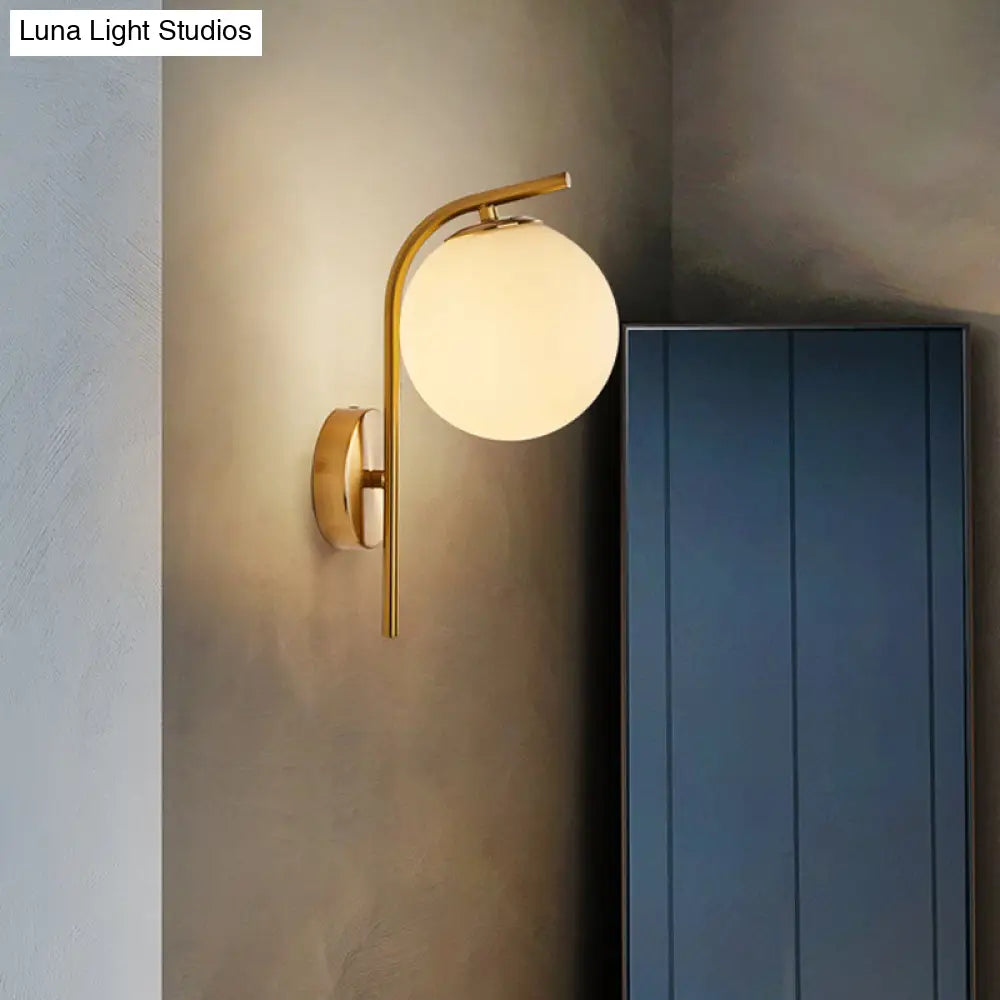 Modern Brass Wall Mounted Bedside Lamp With Grey/Clear Water/White Glass Shade