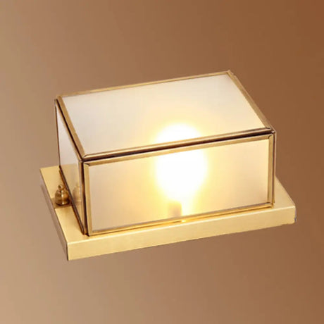 Modern Brass Wall Sconce With Frosted Glass - Sleek Corridor Lighting 1 /
