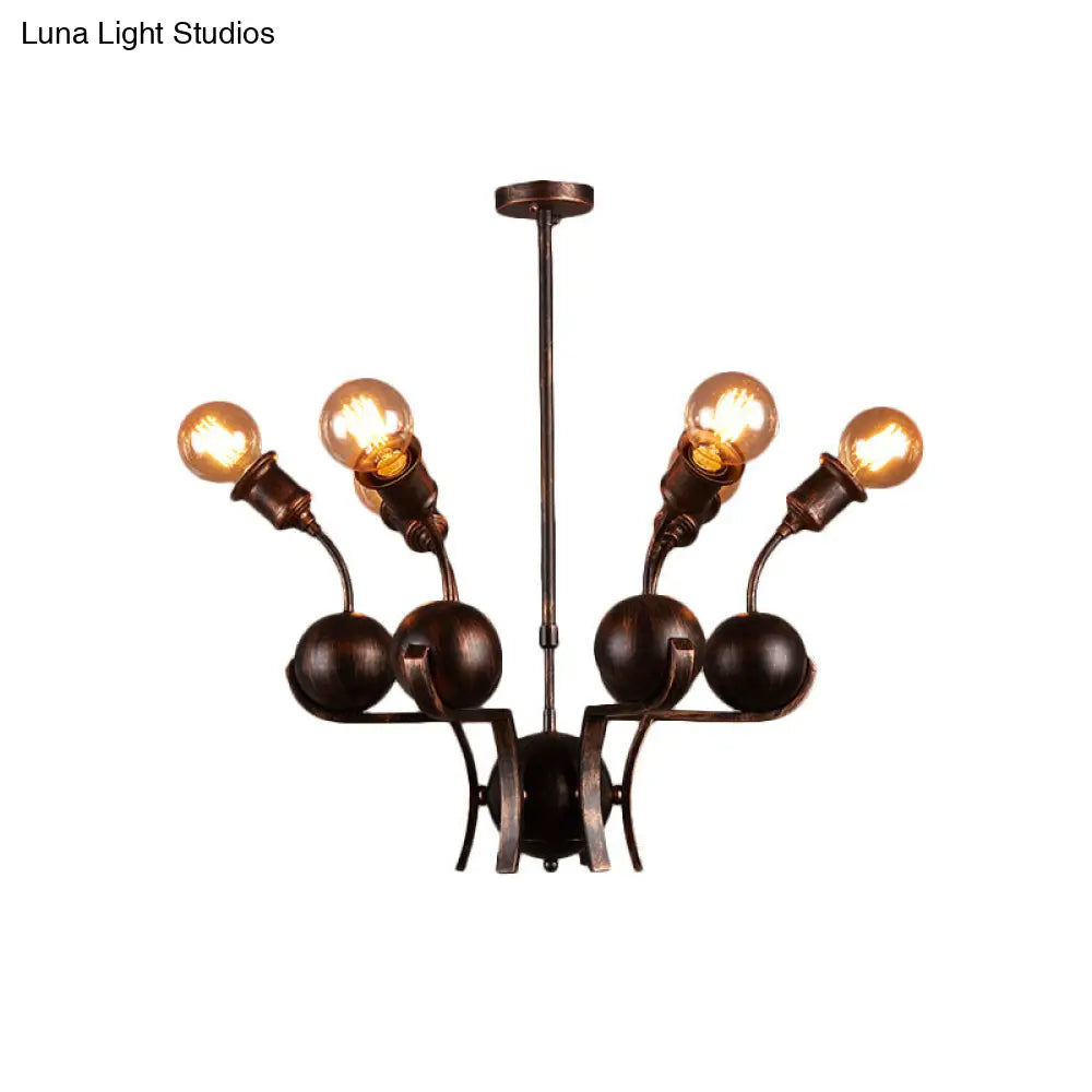 Modern Bronze Loft Style Chandelier With 6 Metal Ball Hanging Lights