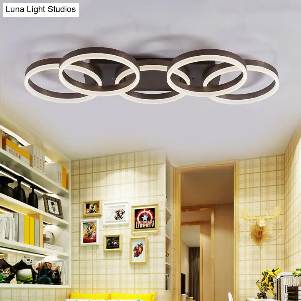 Modern Brown Acrylic Flush Mount Led Ceiling Light For Adult Bedroom & Shop