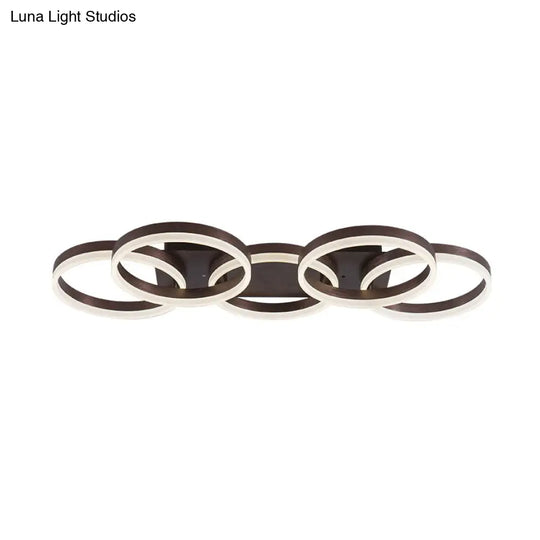 Modern Brown Acrylic Flush Mount Led Ceiling Light For Adult Bedroom & Shop