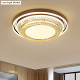 Modern Brown Flush Mount Crystal Block Led Lamp For Living Room