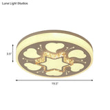 Modern Brown/White Circle Flush Ceiling Light With Led Acrylic & Crystal In White - 3 Color