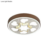 Modern Brown/White Circle Flush Ceiling Light With Led Acrylic & Crystal In White - 3 Color