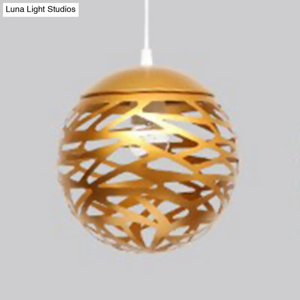 Modern 1-Head Candy Colored Hollow Pendant Lamp For Kids Bedroom Gold / 8