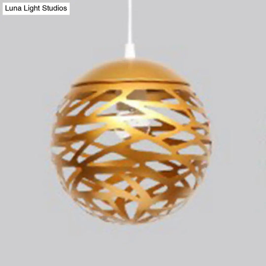 Modern 1-Head Candy Colored Hollow Pendant Lamp For Kids Bedroom Gold / 8