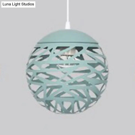Modern 1-Head Candy Colored Hollow Pendant Lamp For Kids Bedroom Green / 8