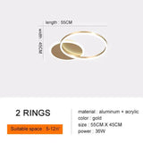 Modern Ceiling Lights For Living Room Circle Gold Brown Led Plafon Decor Bedroom Lamps Fixture With