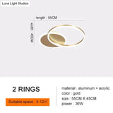 Modern Ceiling Lights For Living Room Circle Gold Brown Led Plafon Decor Bedroom Lamps Fixture With