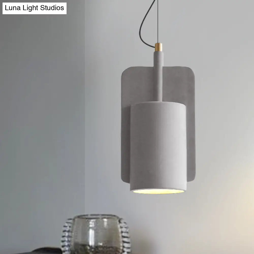 1-Light Cement Drop Pendant Factory Multi-Color Half-Cylinder Ceiling Lamp