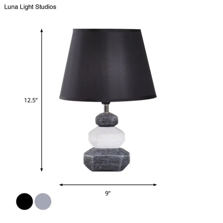 Modern Ceramic Nightstand Lamp - Contemporary Stone Shape Design | Black/Grey & White 1 Light
