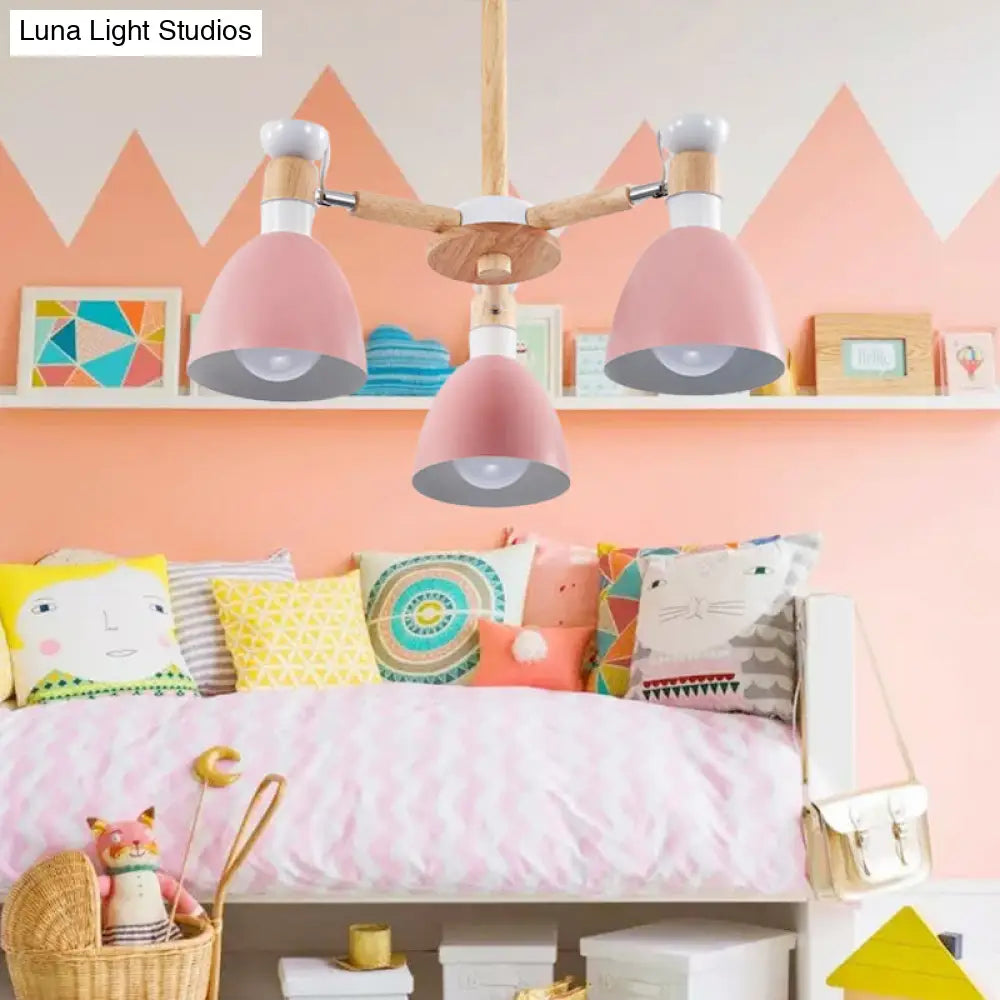Modern Chic Pendant Lights: 3-Bulb Metal Hanging Lamp For Kids Bedroom