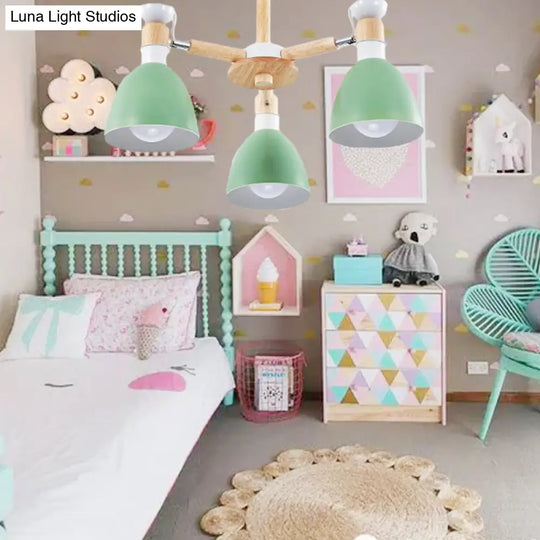 Modern Chic Pendant Lights: 3-Bulb Metal Hanging Lamp For Kids Bedroom