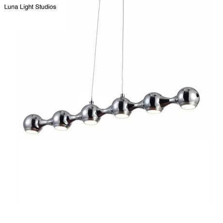 Modern Chrome Ball Pendant Ceiling Light With 6 Metal Lights - Warm/White Island Lighting For Living