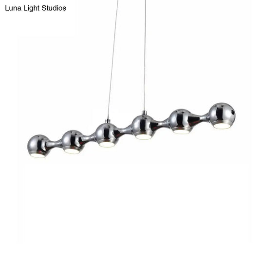 Modern Chrome Ball Pendant Ceiling Light With 6 Metal Lights - Warm/White Island Lighting For Living