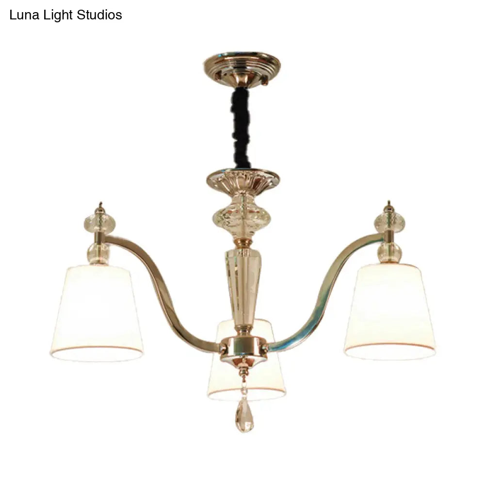 Modern Chrome Chandelier With Curved Arms - 3/6/8 Lights White Glass Hanging Lamp Fixture 3 /