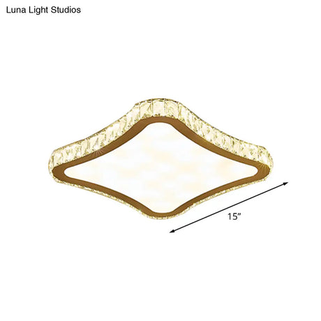Modern Chrome Crystal Led Ceiling Fixture - Square Beveled Design Flush Mount Lighting