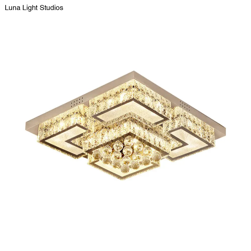 Modern Chrome Crystal Orb Led Flush Mount Ceiling Light For Bedrooms