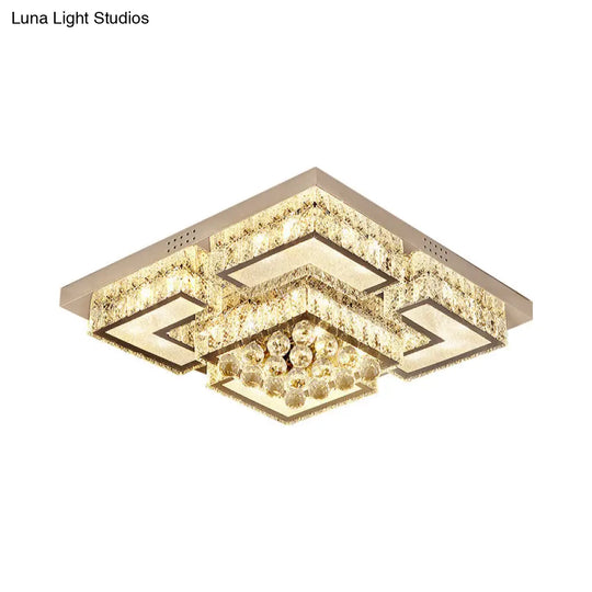 Modern Chrome Crystal Orb Led Flush Mount Ceiling Light For Bedrooms