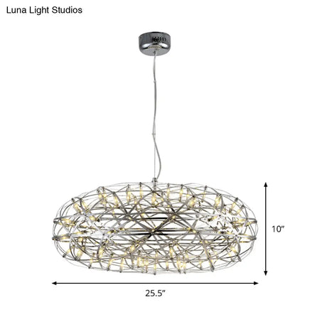 Modern Chrome Disc Chandelier 16/21 With Led Lighting Stainless Steel Hanging Lamp In Warm Or White