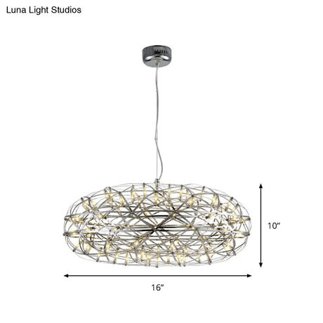 Modern Chrome Disc Chandelier 16/21 With Led Lighting Stainless Steel Hanging Lamp In Warm Or White