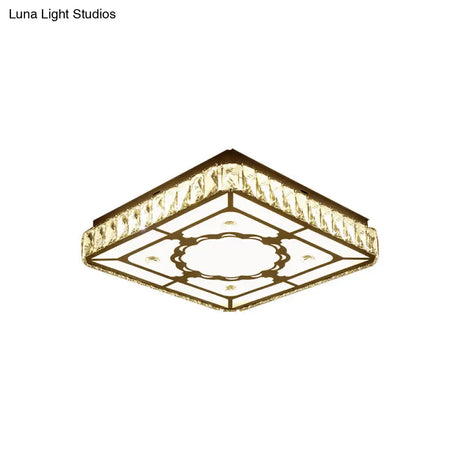 Modern Chrome Flush Mount Ceiling Light With Crystal Led & Artistic Heart Design