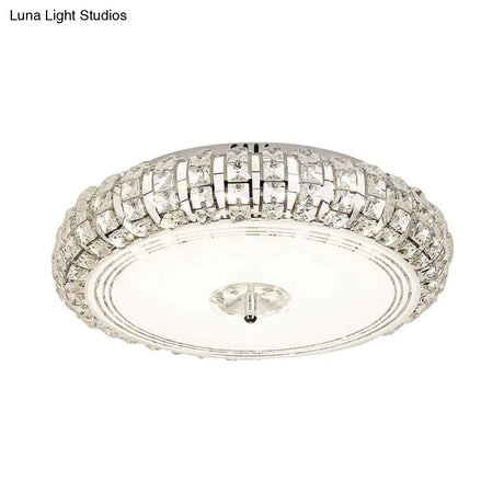 Modern Chrome/Gold Led Crystal Ceiling Mounted Light Flushmount Design 15’/19’ Width