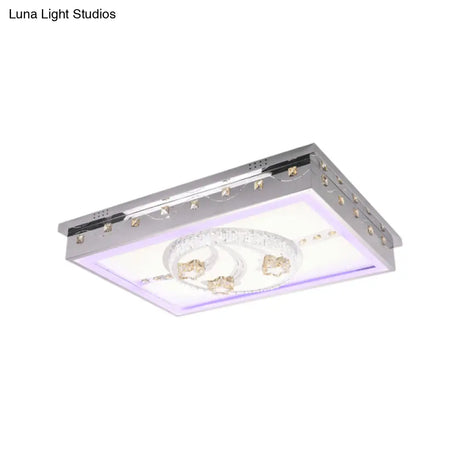 Modern Chrome Led Crystal Ceiling Light Fixture With Elegant Rectangle/Round Pattern