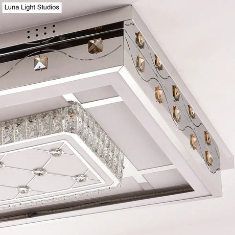 Modern Chrome Led Crystal Ceiling Light Fixture With Elegant Rectangle/Round Pattern
