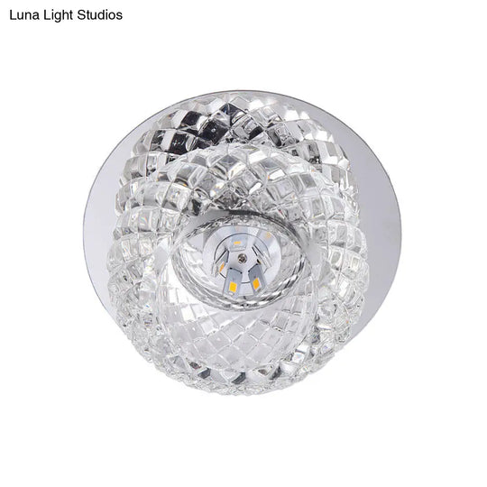 Modern Chrome Led Crystal Flushmount Light Fixture For Corridors
