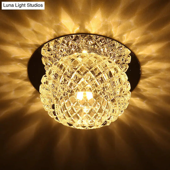 Modern Chrome Led Crystal Flushmount Light Fixture For Corridors