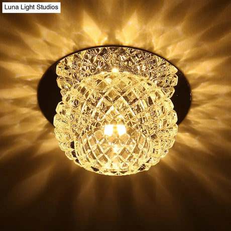 Modern Chrome Led Crystal Flushmount Light Fixture For Corridors