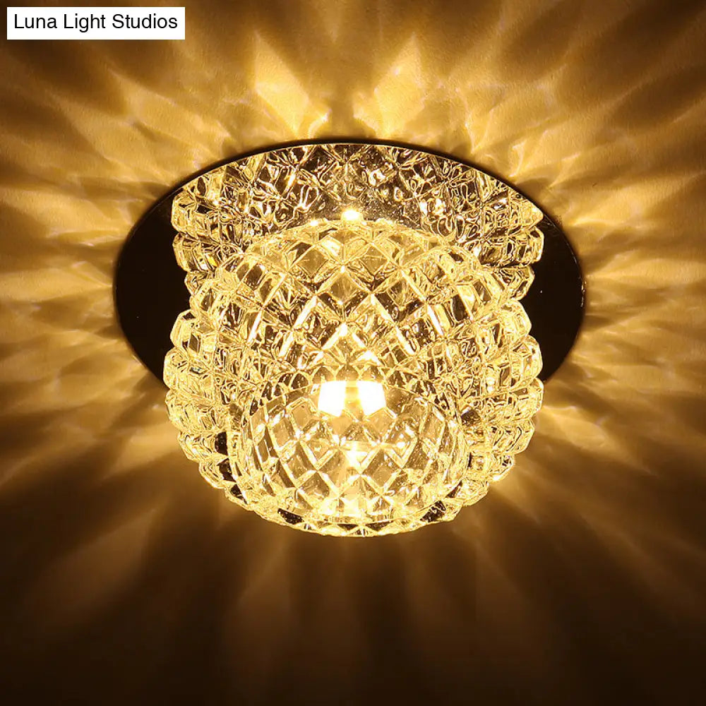 Modern Chrome Led Crystal Flushmount Light Fixture For Corridors