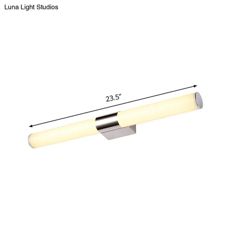Modern Chrome Led Wall Vanity Light With Acrylic Tube And Warm/White 18/23.5/31.5 Length