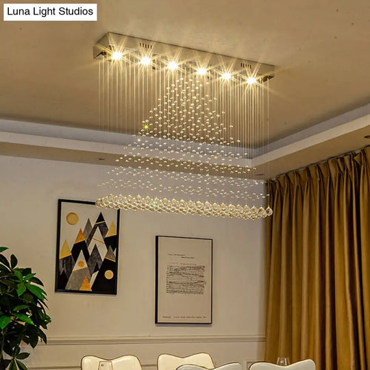 Modern Chrome Pyramid Crystal Draping Flushmount Ceiling Flush Light - 6 Bulbs