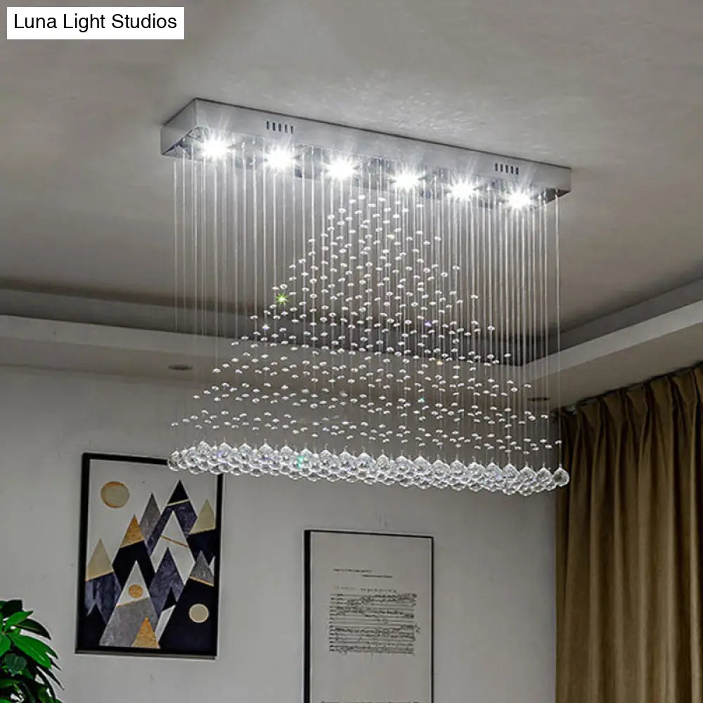 Modern Chrome Pyramid Crystal Draping Flushmount Ceiling Flush Light - 6 Bulbs