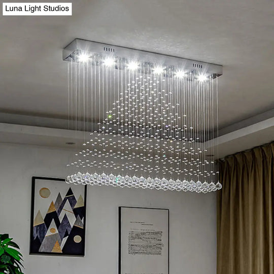 Modern Chrome Pyramid Crystal Draping Flushmount Ceiling Flush Light - 6 Bulbs